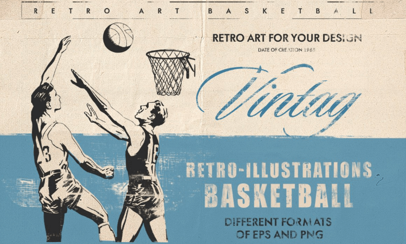 darmowe ilustracje retro koszykówka