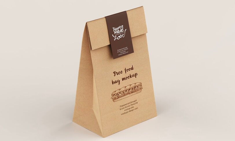 Darmowy mockup papierowej torby na jedzenie