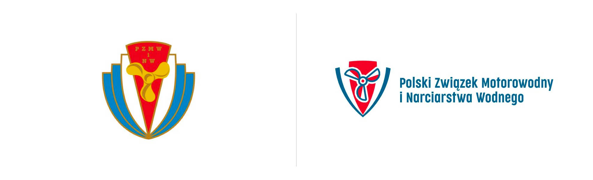 Stare i nowe logo Polskiego Związku Motorowodnego i Narciarstwa Wodnego