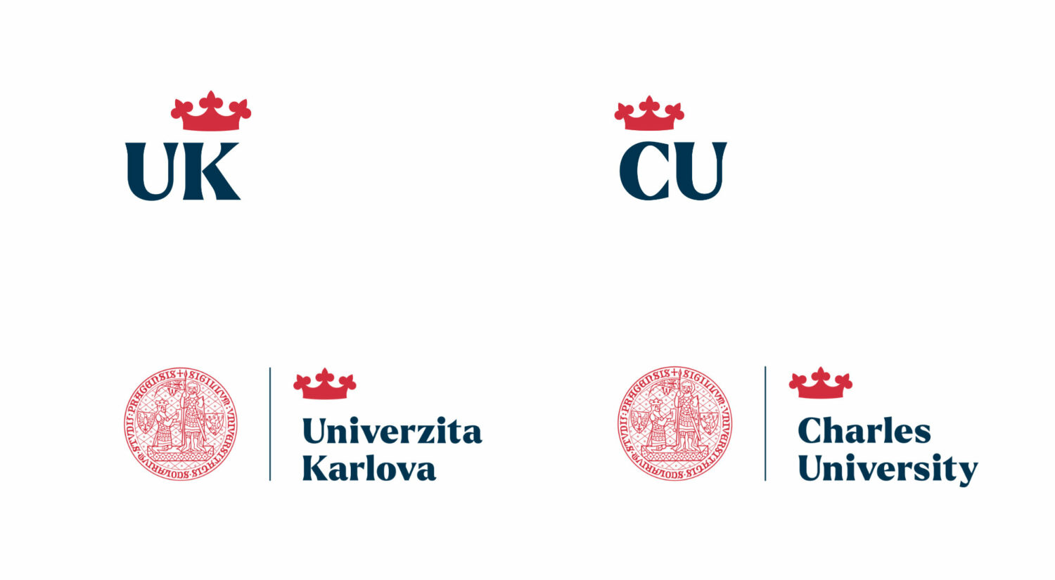 Univerzita Karlova logo w języku czeskim i angielskim